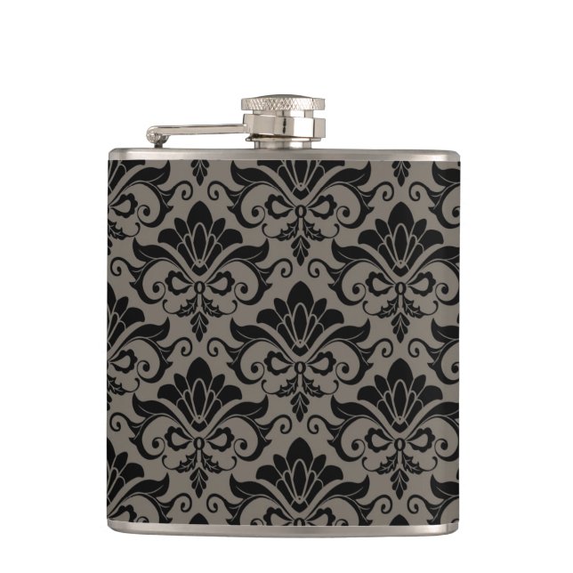 Damask Pattern 2 Hip Flask (Front)