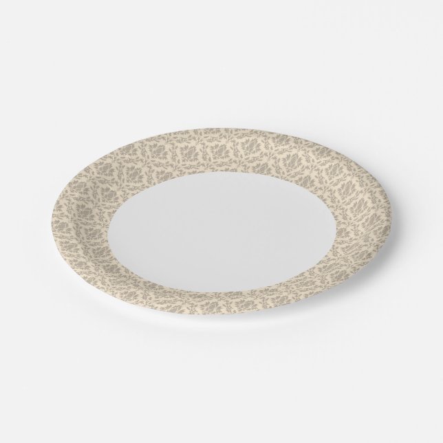 Damask pattern 3 paper plates (Angled)