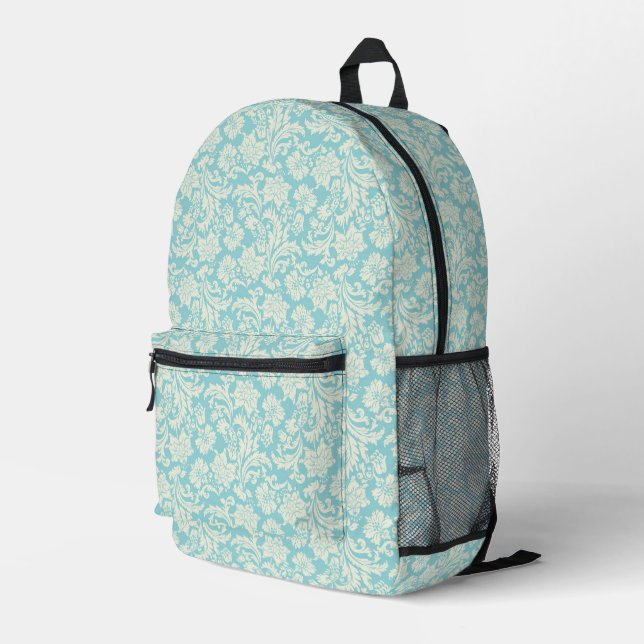 Damask Pattern 3 Printed Backpack (Back Corner Right)