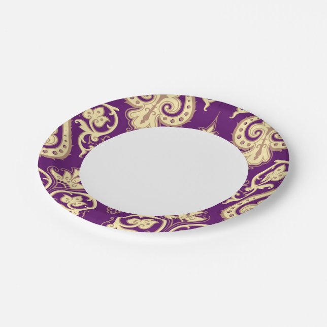 Damask Pattern 4 Paper Plates (Angled)