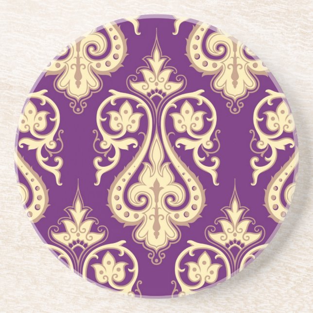 Damask Pattern 4 Sandstone Coaster (Front)
