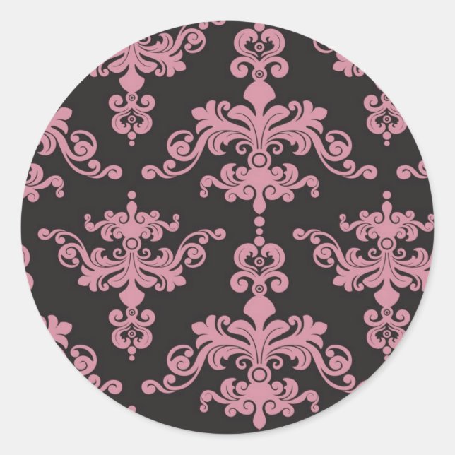 Damask Pattern 5 Classic Round Sticker (Front)