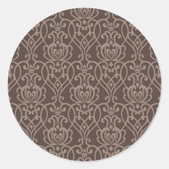 Damask pattern 6 classic round sticker (Front)