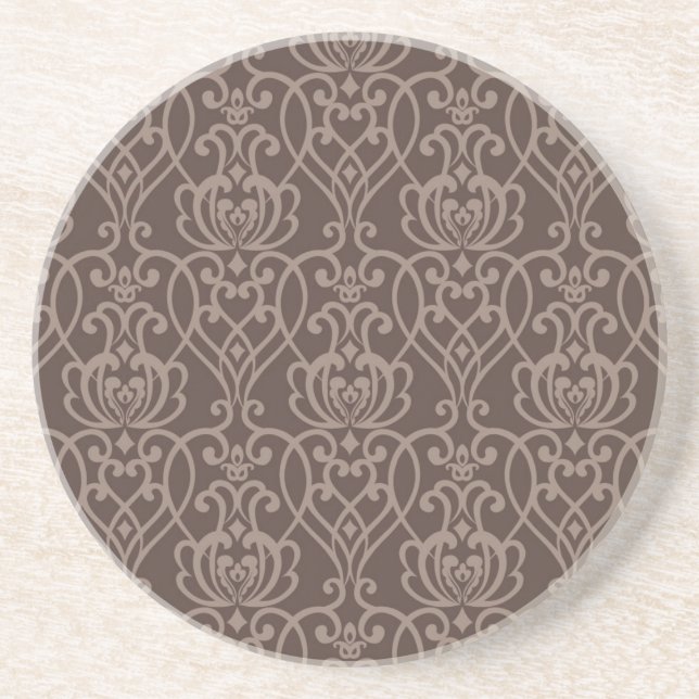Damask pattern 6 drink coaster (Front)