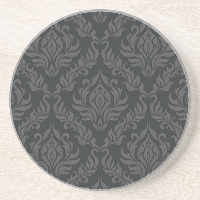 Damask Pattern 6 Sandstone Coaster (Front)