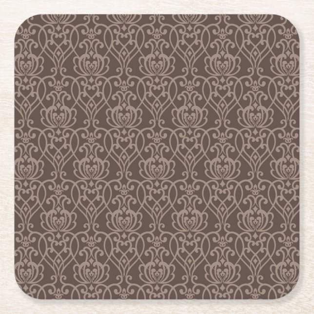 Damask pattern 6 square paper coaster (Front)