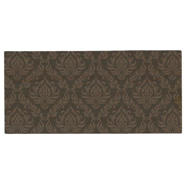 Damask Pattern 6 Wood USB Flash Drive (Front)