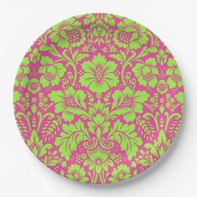 Damask Pattern 9 Paper Plates (Front)