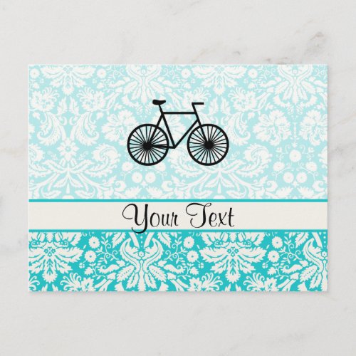 Damask Pattern Bicycle Teal Postcard