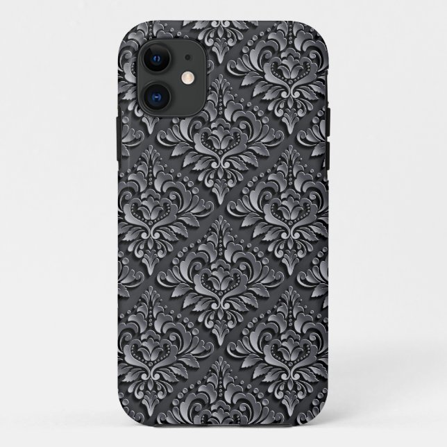 Damask Pattern Black Background-23961 Insulated Tu Case-Mate iPhone Case (Back)