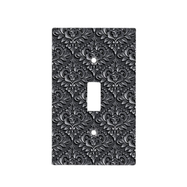 Damask Pattern Black Background-23961 Light Switch Cover (Front)