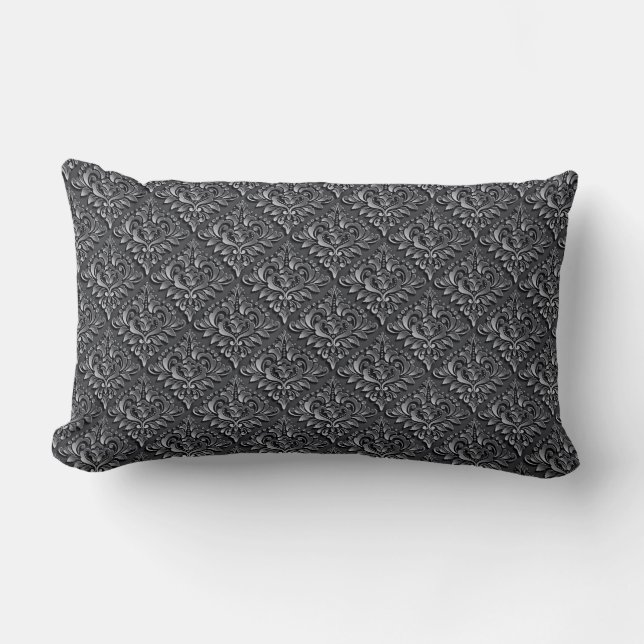 Damask Pattern Black Background-23961 Lumbar Pillow (Front)