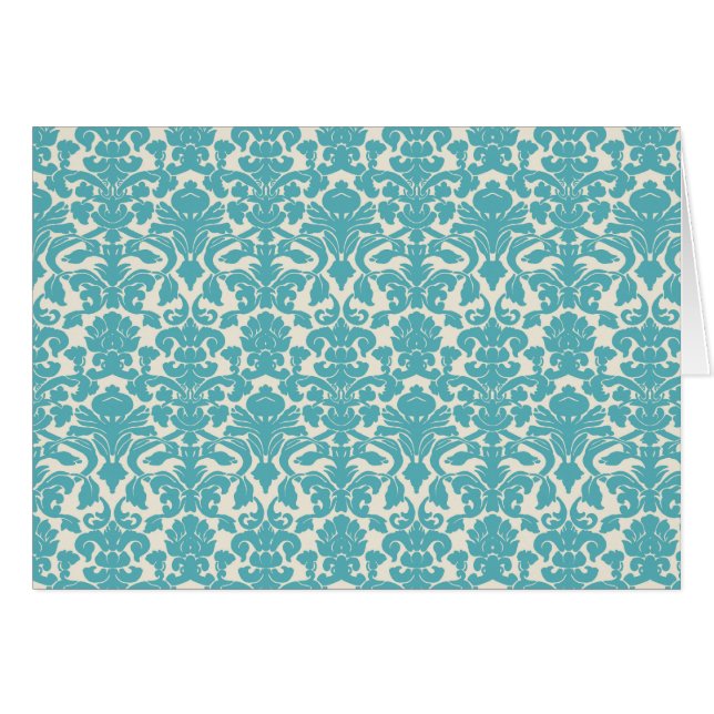 Damask Pattern, Blue Damask, French Damask Cards (Front Horizontal)
