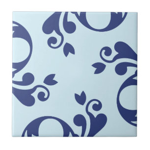 Damask Pattern, Blue Damask, French Damask Ceramic Tile