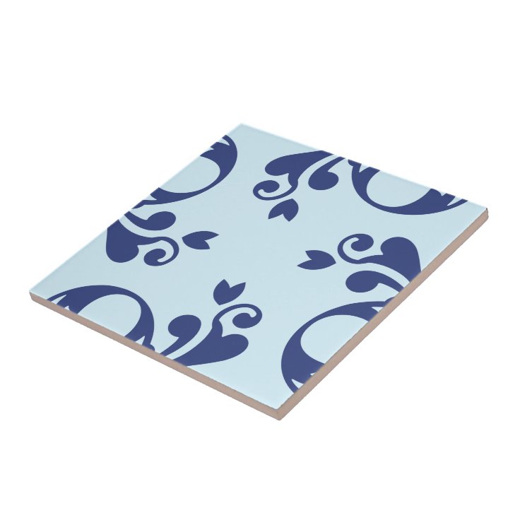 Damask Pattern, Blue Damask, French Damask Ceramic Tile Zazzle
