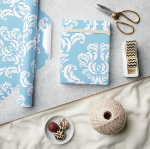 Damask Pattern, Blue Damask, French Damask Wrapping Paper