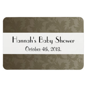 Damask Pattern, Brown Damask, Baby Shower Magnet
