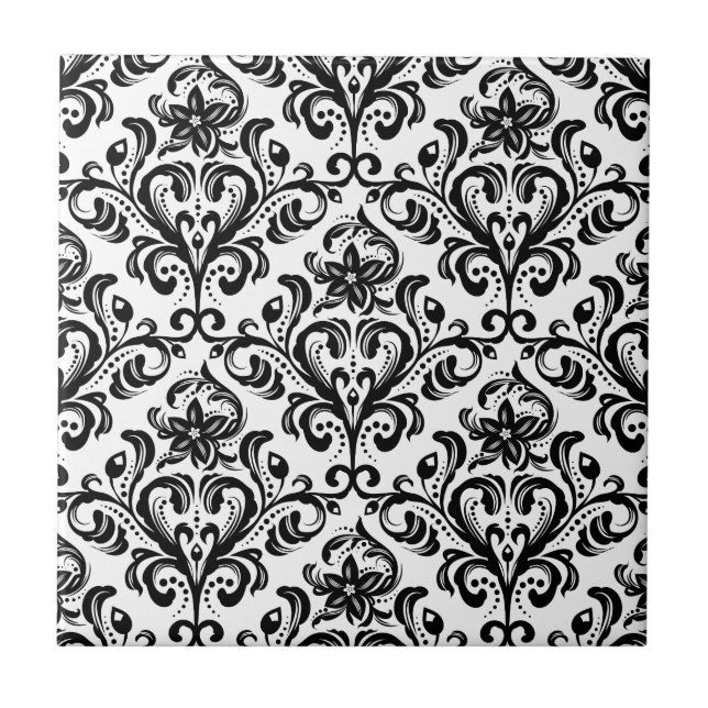 Damask Pattern Ceramic Tile (Front)