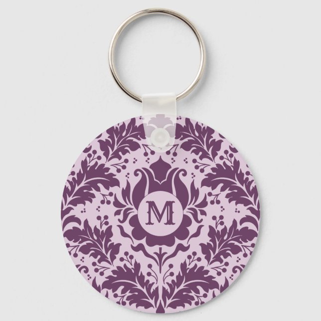 Damask Pattern custom monogram key chains (Front)