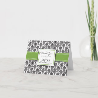 Damask Pattern Custom Thank You Card (lime)