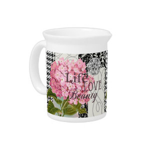 Damask Pattern Floral Decor Pretty Beverage Pitcher