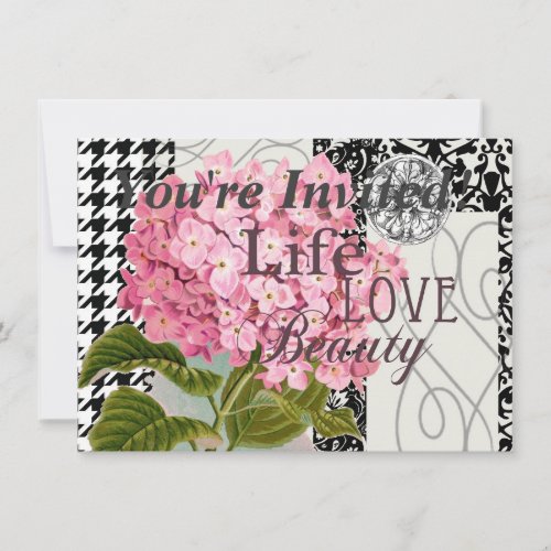 Damask Pattern Floral Decor Pretty Invitation