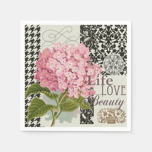 Damask Pattern Floral Decor Pretty Paper Napkins (Front)