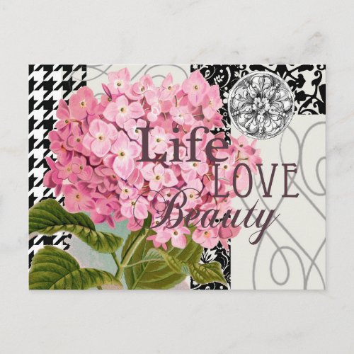 Damask Pattern Floral Decor Pretty Postcard