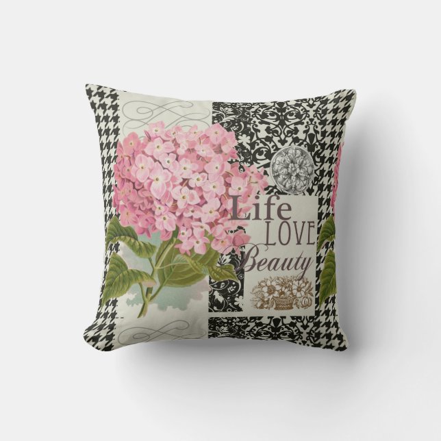 Damask Pattern Floral Decor Pretty Throw Pillow (Front)