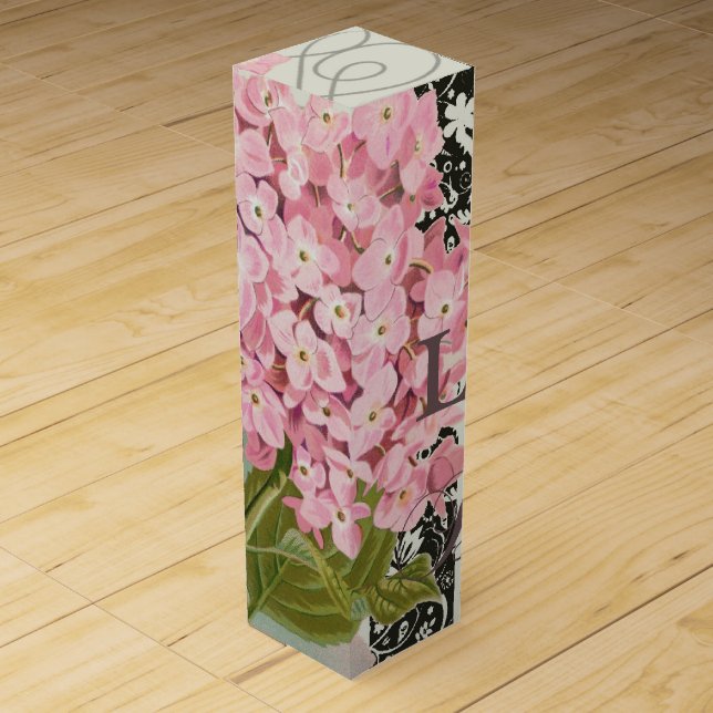 Damask Pattern Floral Decor Pretty Wine Box (Front)