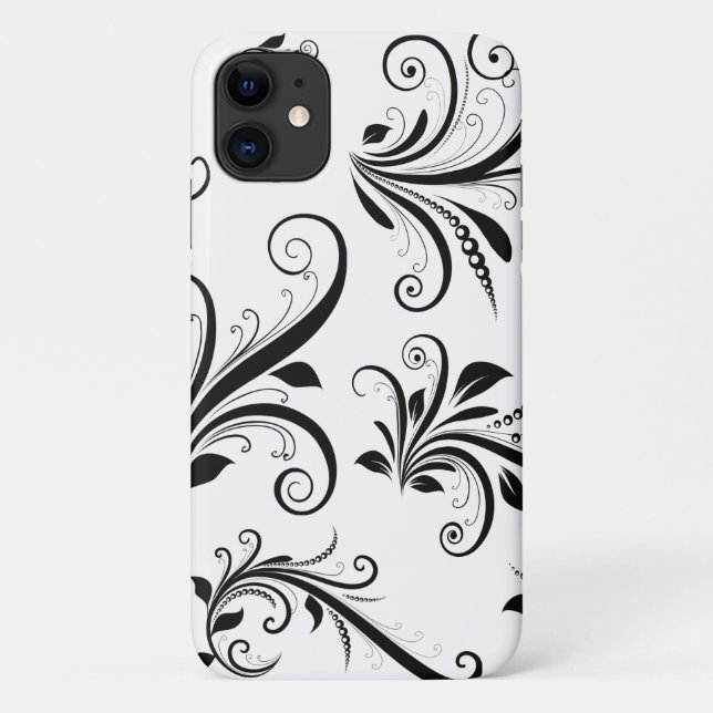 Damask Pattern, French Damask, Black and White Case-Mate iPhone Case (Back)