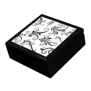 Damask Pattern, French Damask, Black and White Keepsake Box