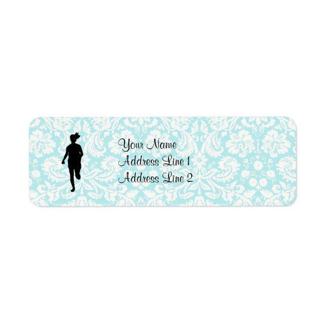 Damask Pattern; Girl Running Label (Front)