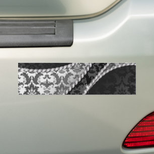Damask Pattern, Gray Damask, French Damask Bumper Sticker
