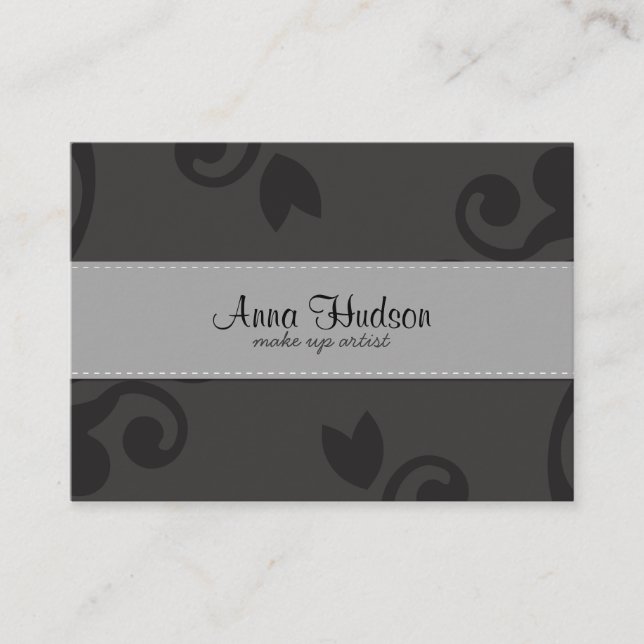 Damask Pattern, Gray Damask, French Damask Business Card (Front)