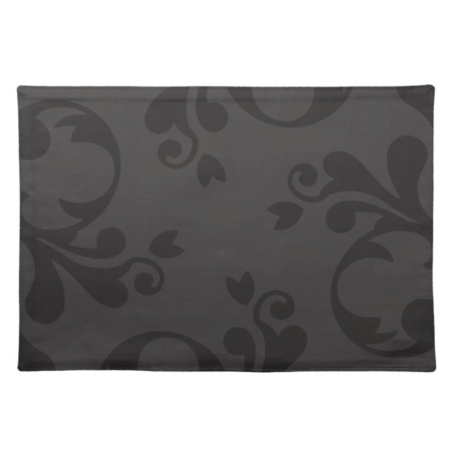 Damask Pattern, Gray Damask, French Damask Cloth Placemat (Front)