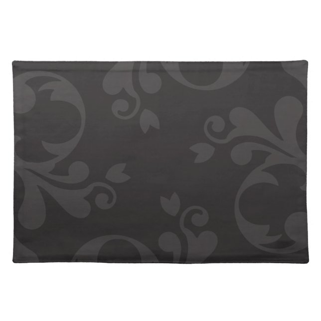 Damask Pattern, Gray Damask, French Damask Cloth Placemat (Front)