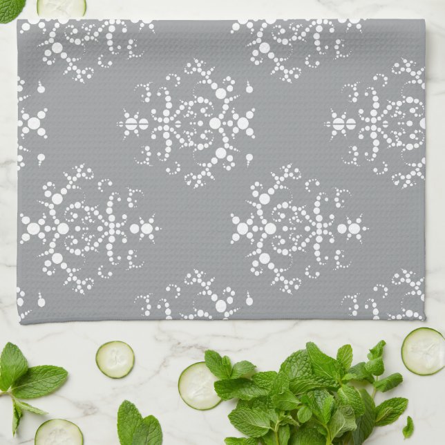 Damask Pattern, Gray Damask, French Damask Kitchen Towel (Folded)