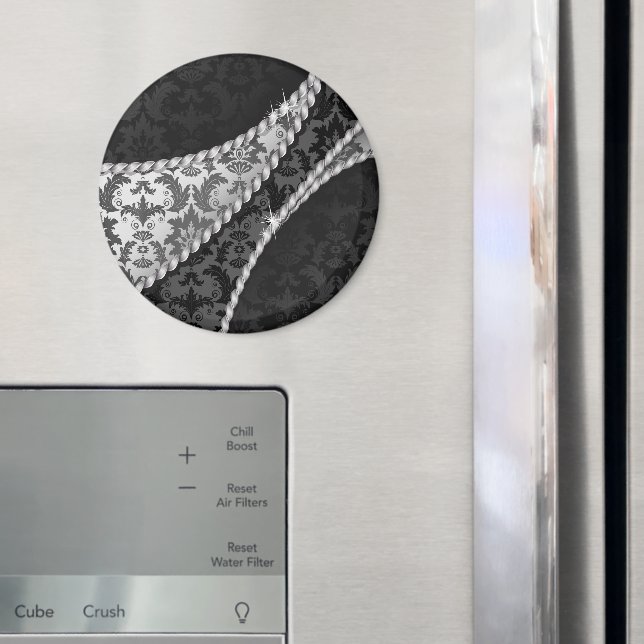 Damask Pattern, Gray Damask, French Damask Magnet (In Situ (Fridge))