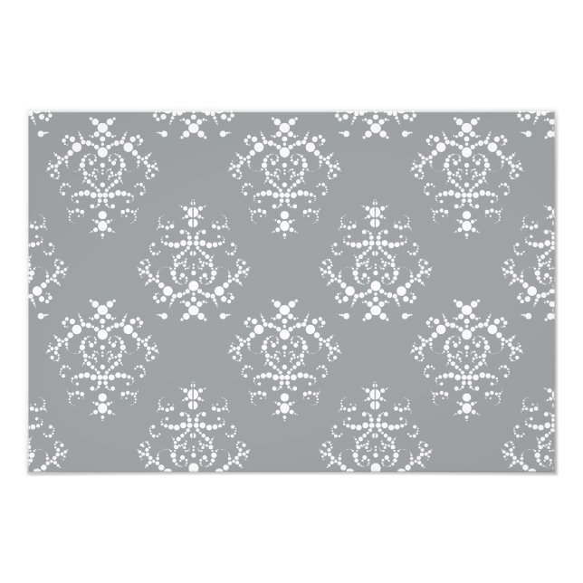 Damask Pattern, Gray Damask, French Damask Photo Print (Front)