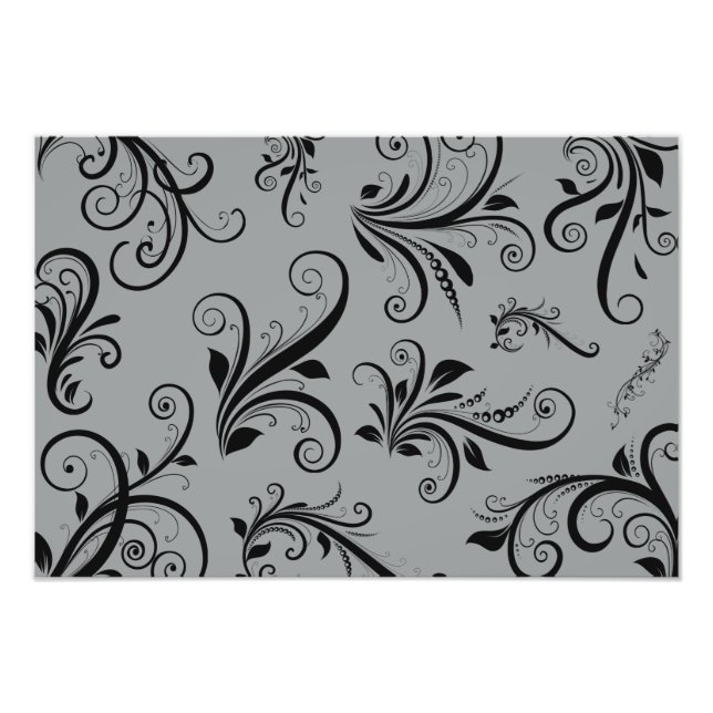 Damask Pattern, Gray Damask, French Damask Photo Print (Front)