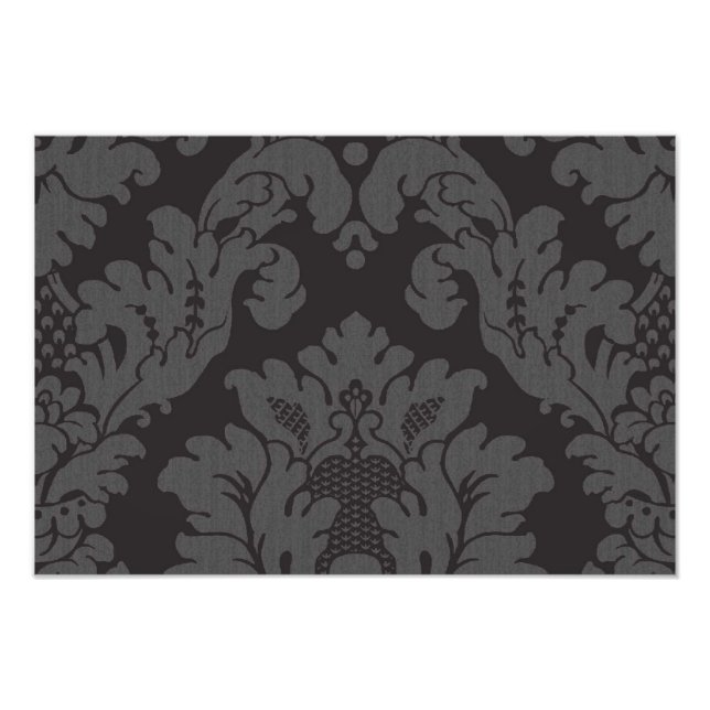 Damask Pattern, Gray Damask, French Damask Photo Print (Front)