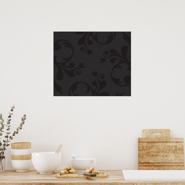 Damask Pattern, Gray Damask, French Damask Poster (Kitchen)