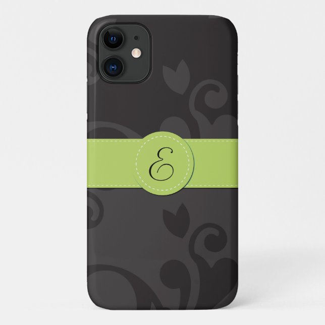 Damask Pattern, Gray Damask, Monogram Case-Mate iPhone Case (Back)