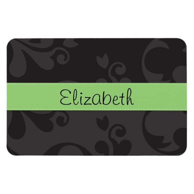 Damask Pattern, Gray Damask, Your Name Magnet (Horizontal)