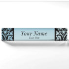 Damask Pattern in Aqua Blue and Black | DIY Text