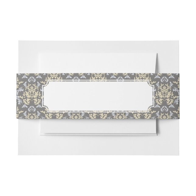 Damask pattern invitation belly band (Front Example)