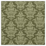 Damask Pattern - Khaki on Dark Olive Fabric