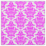 Damask Pattern -Magenta on White Fabric
