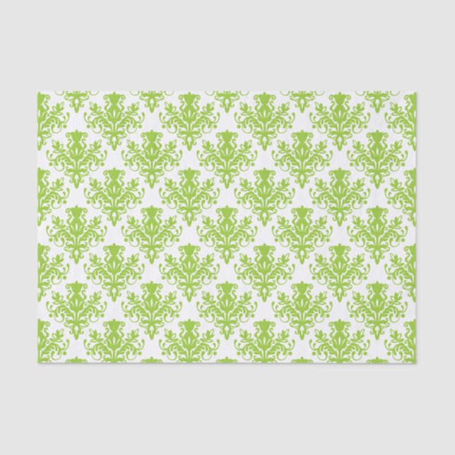 Damask Pattern - Marian Green Tissue Paper (Front)